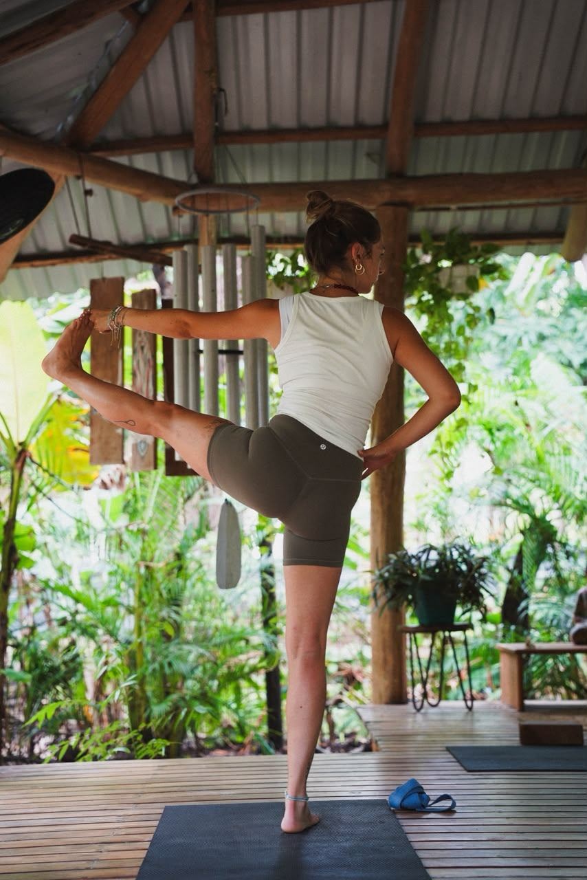Yoga practice on the jungle deck